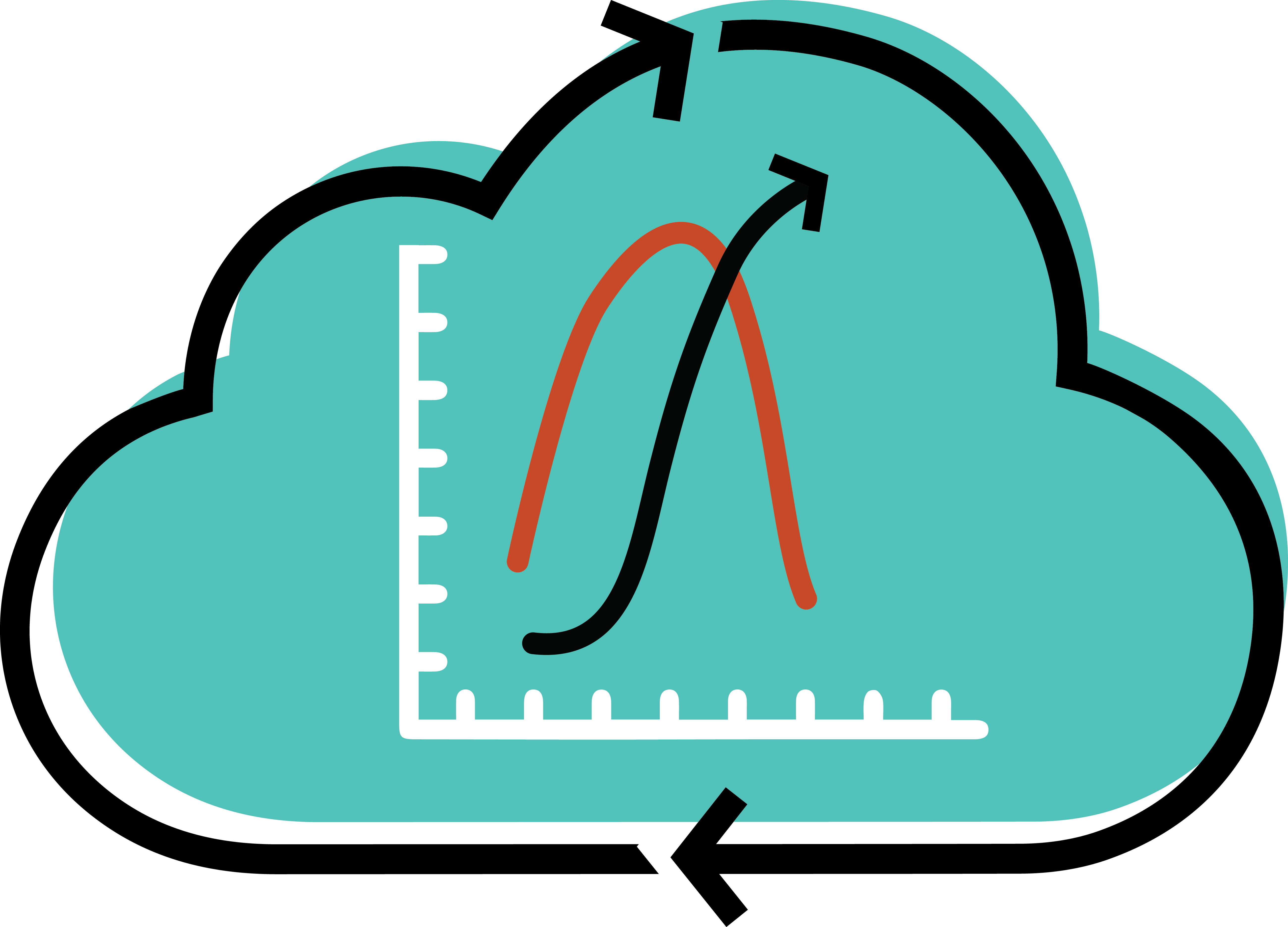 illustrated icon of graph in a cloud