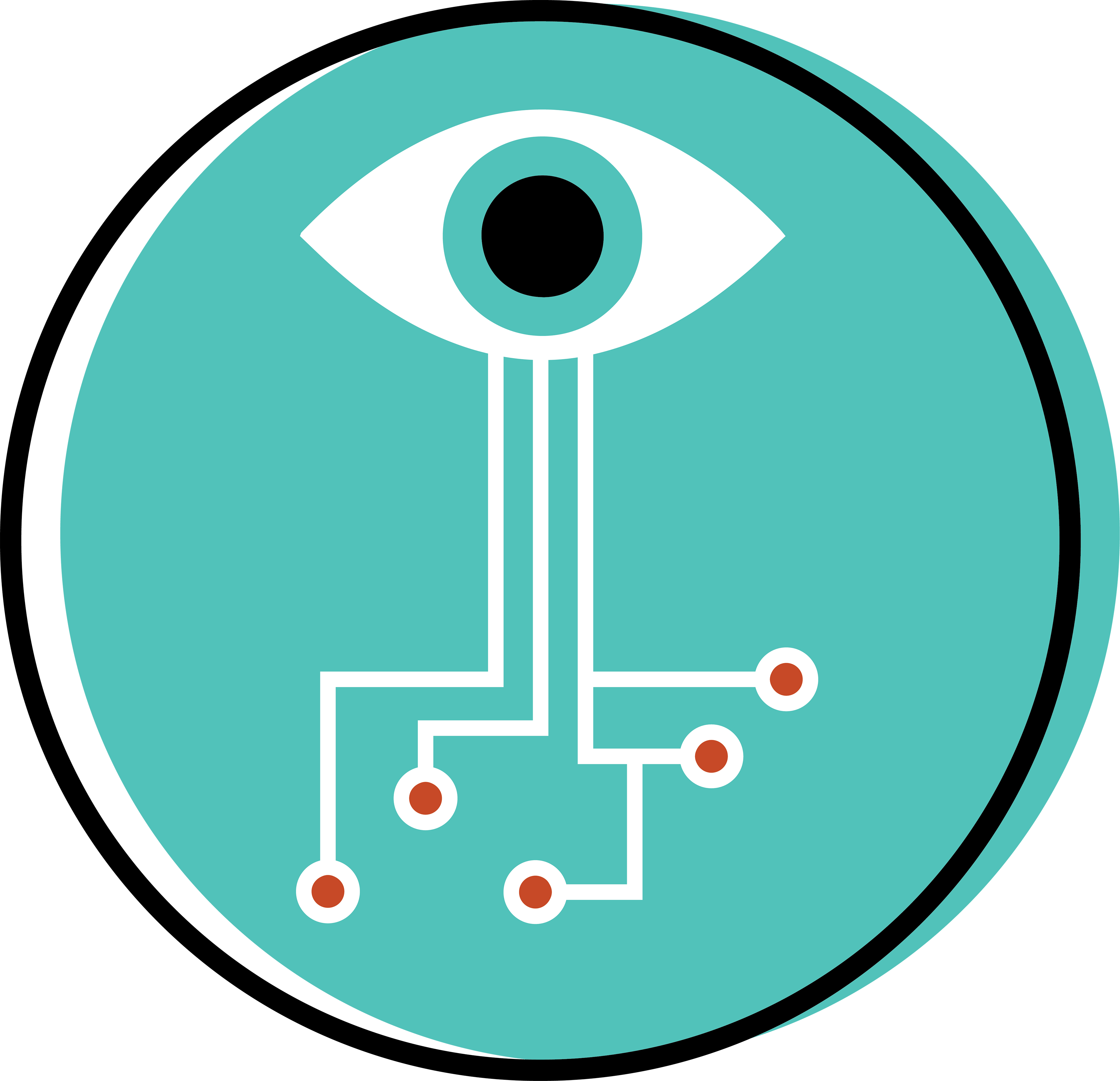 illustrated icon of eye with circuits coming out