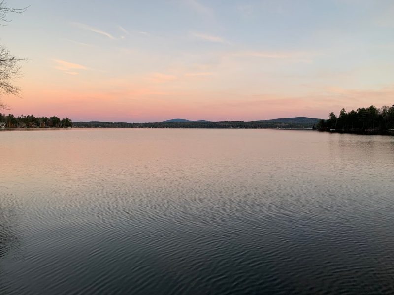 photo of a lake at dusk