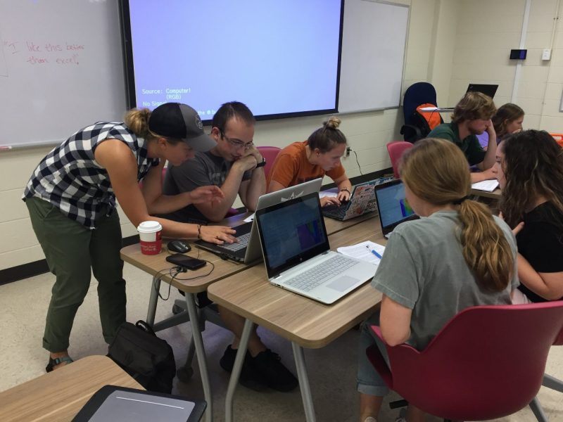 photo of students in classroom working on laptops